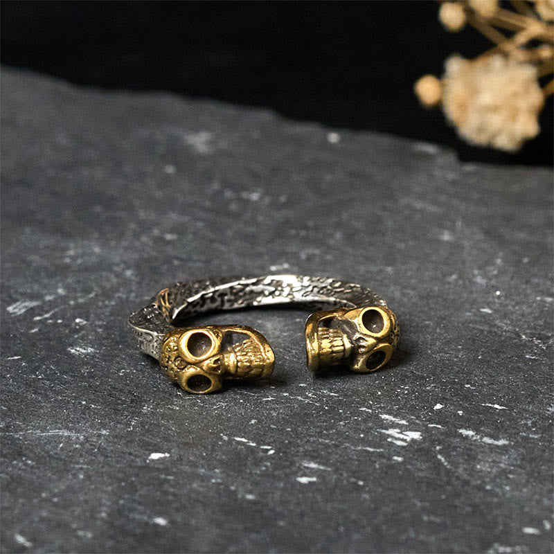 Wear FengShui The Lord Of The Corpse Forest Copper Double Skull Keep Away Evil Spirits Ring
