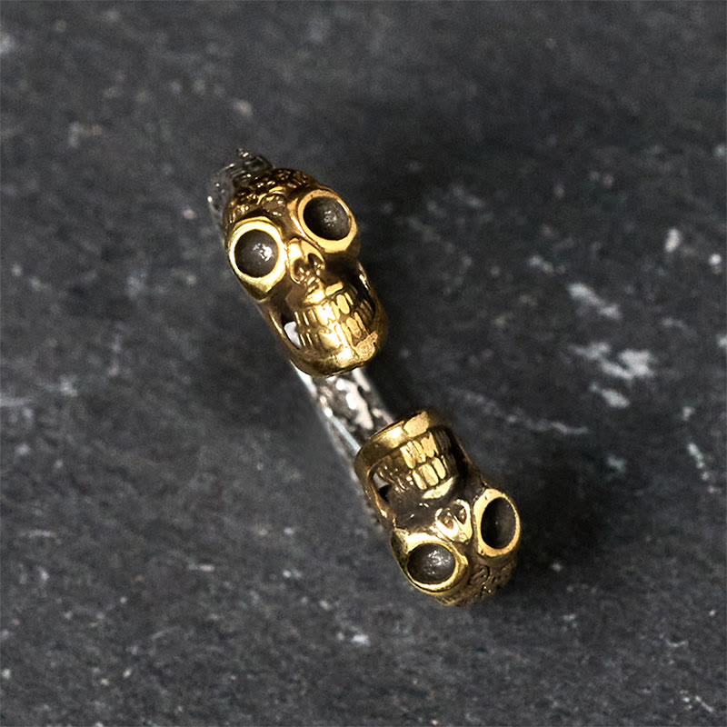 Wear FengShui The Lord Of The Corpse Forest Copper Double Skull Keep Away Evil Spirits Ring