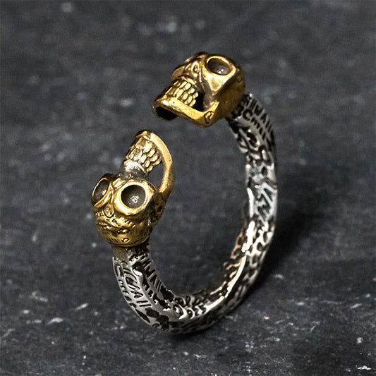 Wear FengShui The Lord Of The Corpse Forest Copper Double Skull Keep Away Evil Spirits Ring