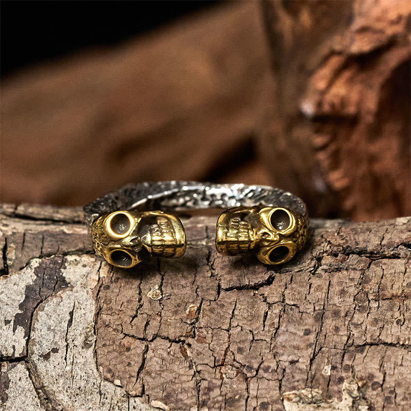 Wear FengShui The Lord Of The Corpse Forest Copper Double Skull Keep Away Evil Spirits Ring