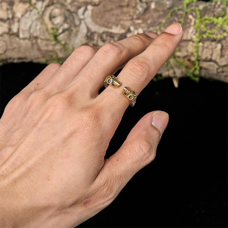 Wear FengShui The Lord Of The Corpse Forest Copper Double Skull Keep Away Evil Spirits Ring