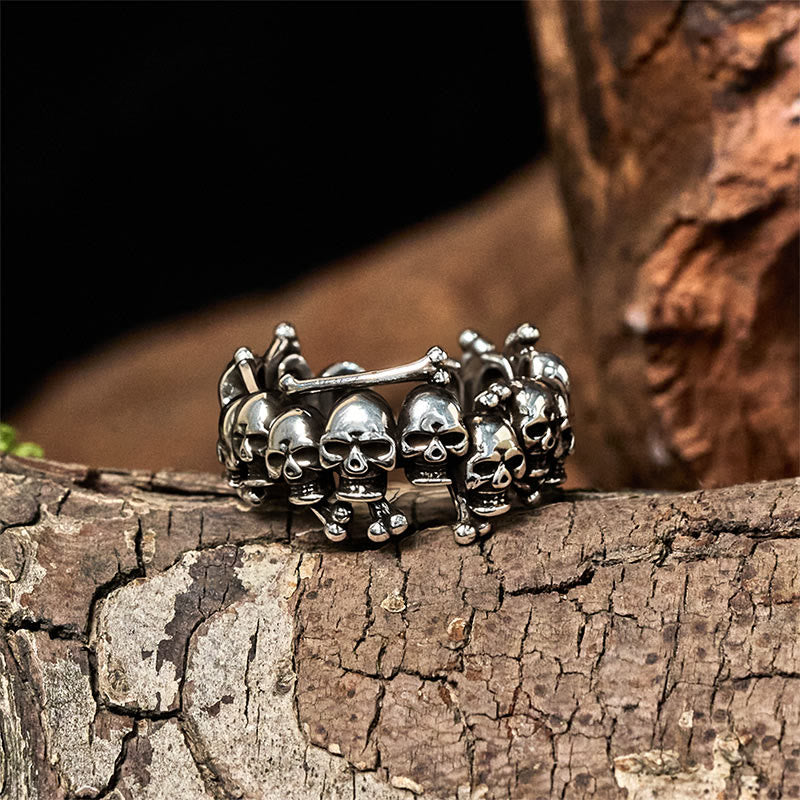 Wear FengShui Copper Skull Bone The Lord Of The Corpse Forest Keep Away Evil Spirits Ring