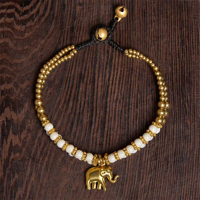 Wear FengShui Turquoise Elephant Luck Double-layer Plated Copper Strength Bracelet