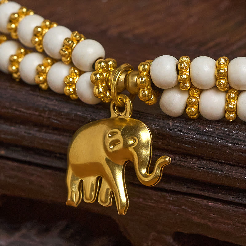Wear FengShui Turquoise Elephant Luck Double-layer Plated Copper Strength Bracelet