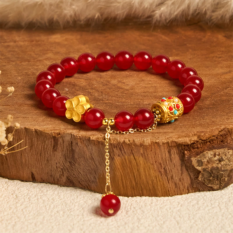 Wear FengShui Tibetan White Agate Crystal Stone Flowers Positivity Bracelet