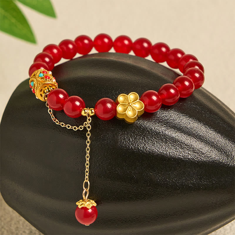 Wear FengShui Tibetan White Agate Crystal Stone Flowers Positivity Bracelet
