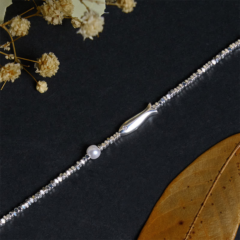 Wear FengShui Copper Plated Silver Koi Fish Pearl Luck Bracelet
