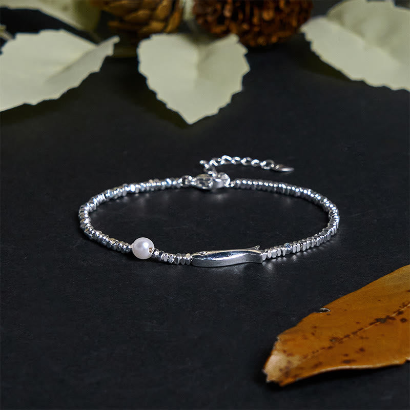 Wear FengShui Copper Plated Silver Koi Fish Pearl Luck Bracelet