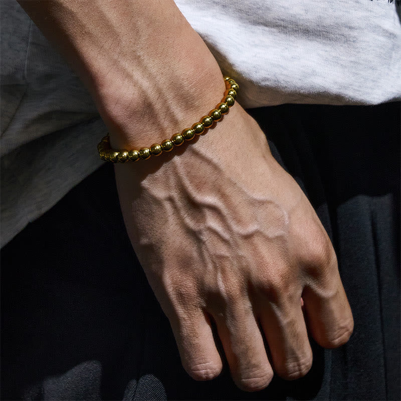 Wear FengShui Tibetan Retro Pure Copper Brass Bead Wealth Bracelet