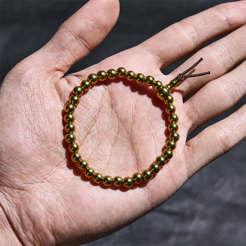 Wear FengShui Tibetan Retro Pure Copper Brass Bead Wealth Bracelet