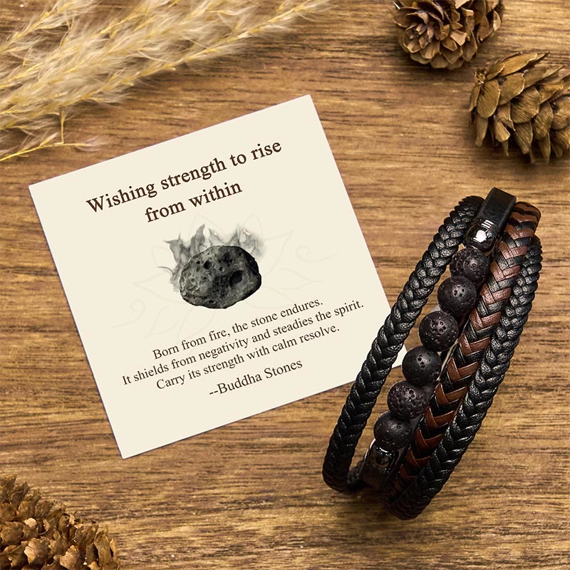 Wear FengShui "Wishing Strength to Rise from Within" Lava Rock Bracelet Includes Gift Message Card