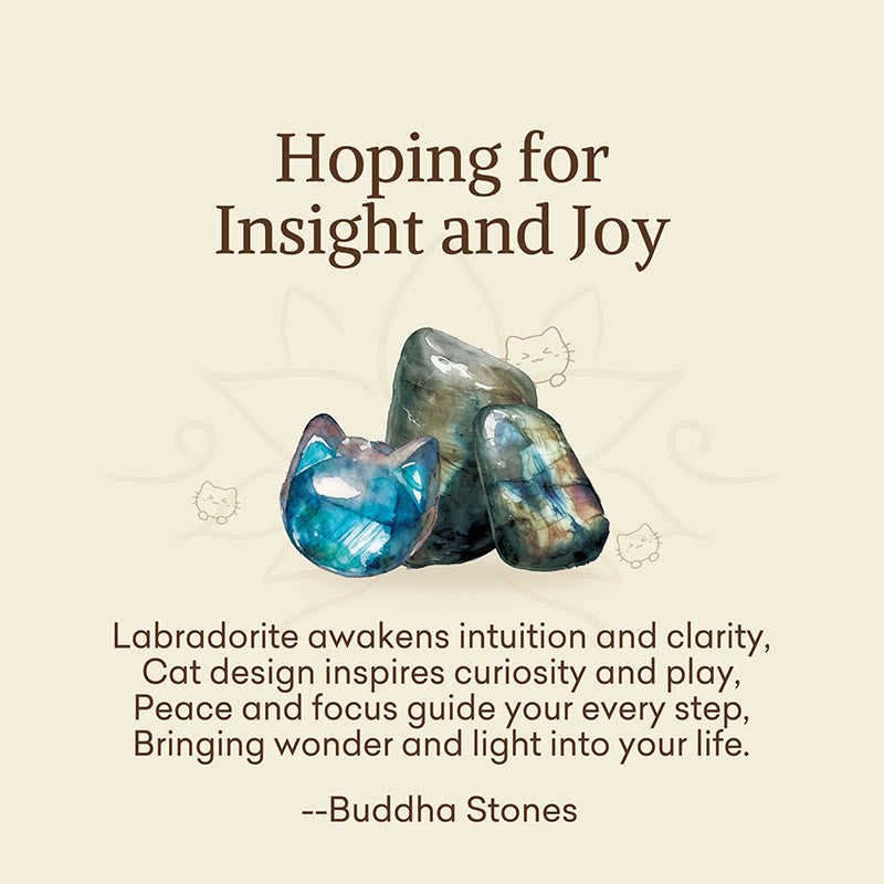 Wear FengShui "Hoping for Insight and Joy" Cat Labradorite Necklace Includes Gift Message Card