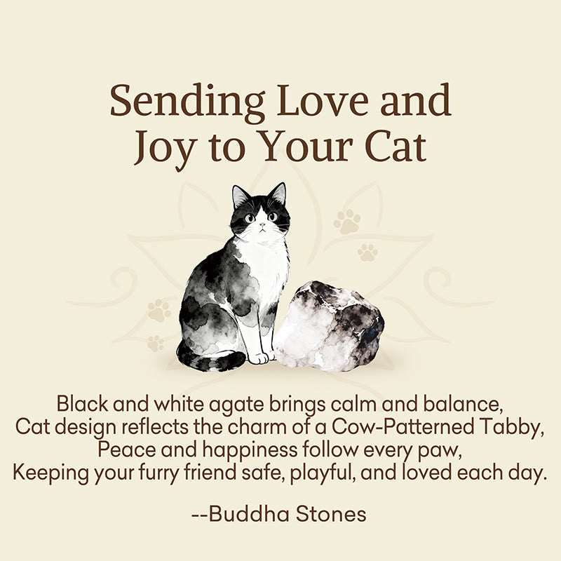 Wear FengShui "Sending Love and Joy to Your Cat" Cat Agate Bracelet Includes Gift Message Card