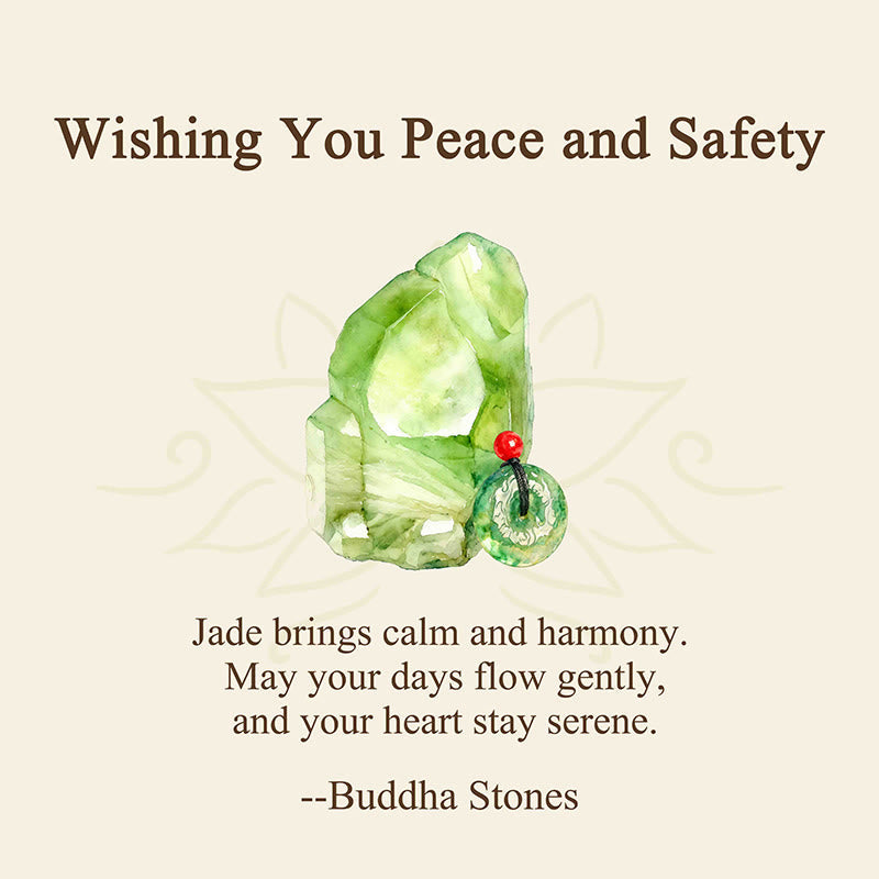 Wear FengShui "Wishing You Peace and Safety" Peace Buckle Jade Necklace Includes Gift Message Card
