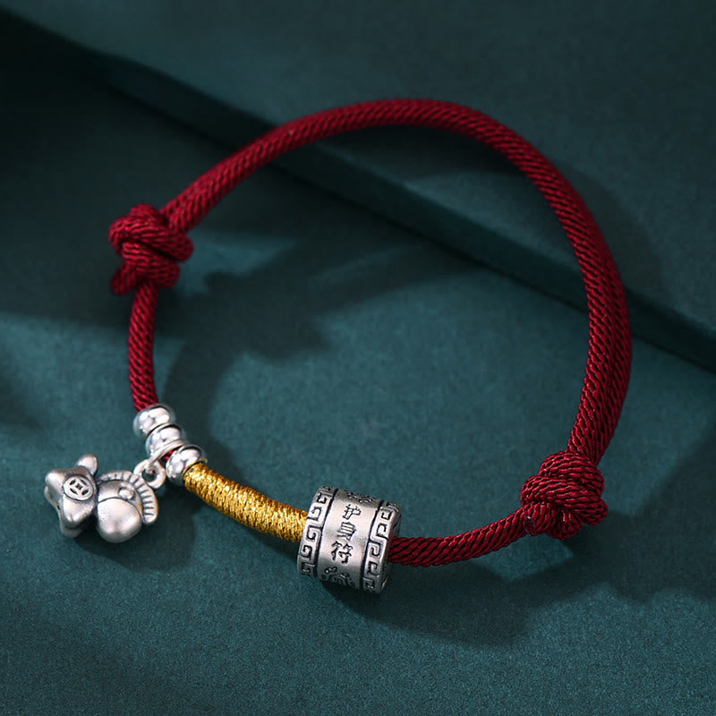 Wear FengShui 999 Sterling Silver Year Of The Horse Lucky Bead Protection Red Rope Bracelet