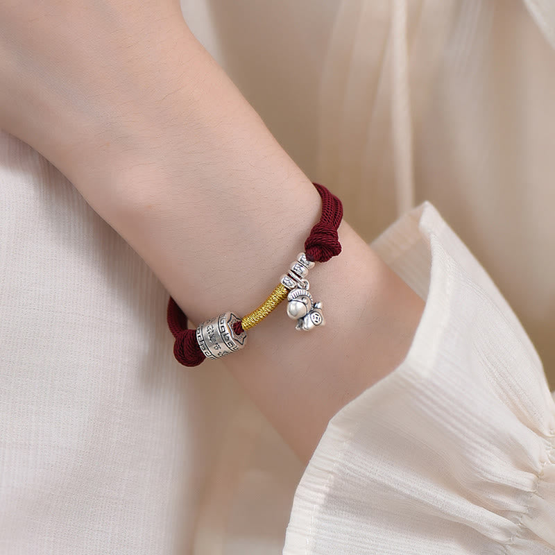 Wear FengShui 999 Sterling Silver Year Of The Horse Lucky Bead Protection Red Rope Bracelet