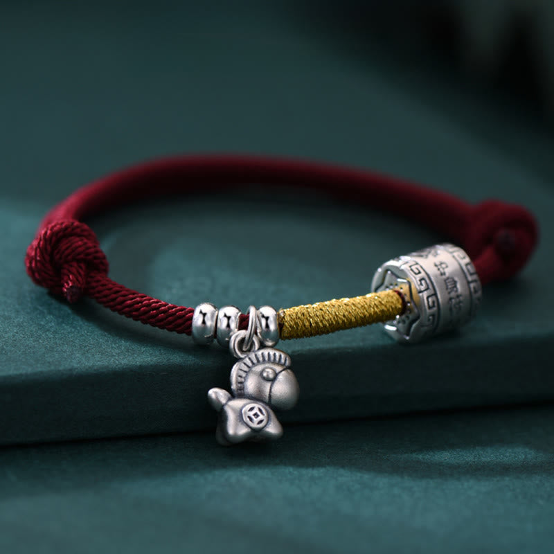 Wear FengShui 999 Sterling Silver Year Of The Horse Lucky Bead Protection Red Rope Bracelet