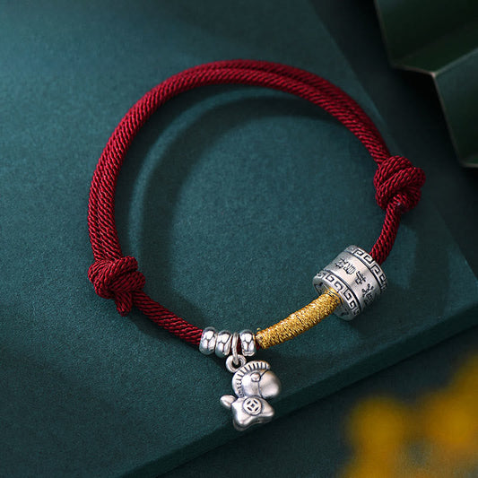 Wear FengShui 999 Sterling Silver Year Of The Horse Lucky Bead Protection Red Rope Bracelet