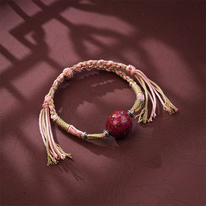 Wear FengShui Lacquer Craft Bead Multicolored Braided String Bracelet
