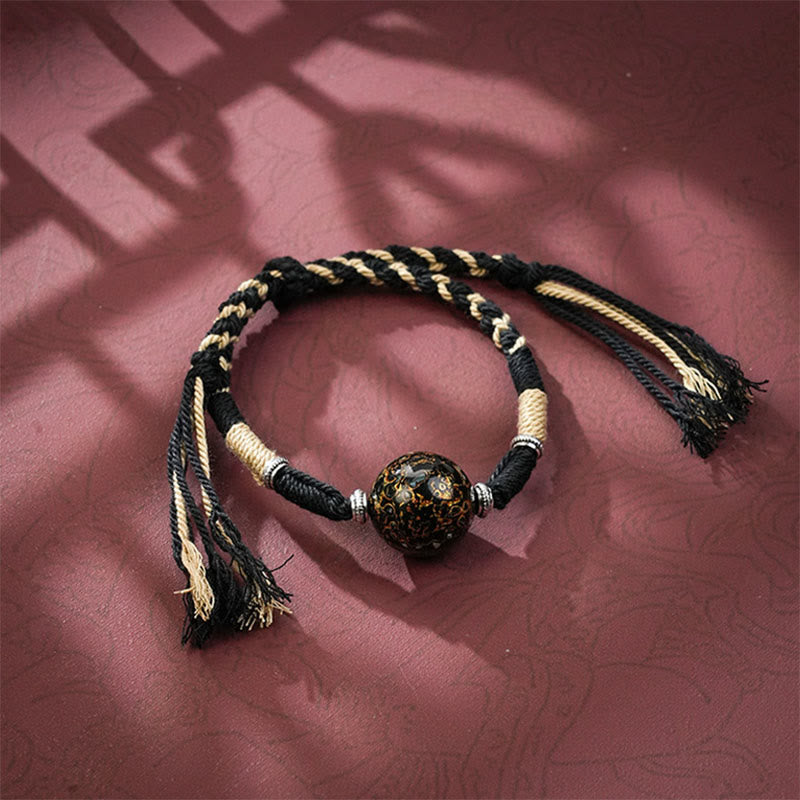 Wear FengShui Lacquer Craft Bead Multicolored Braided String Bracelet