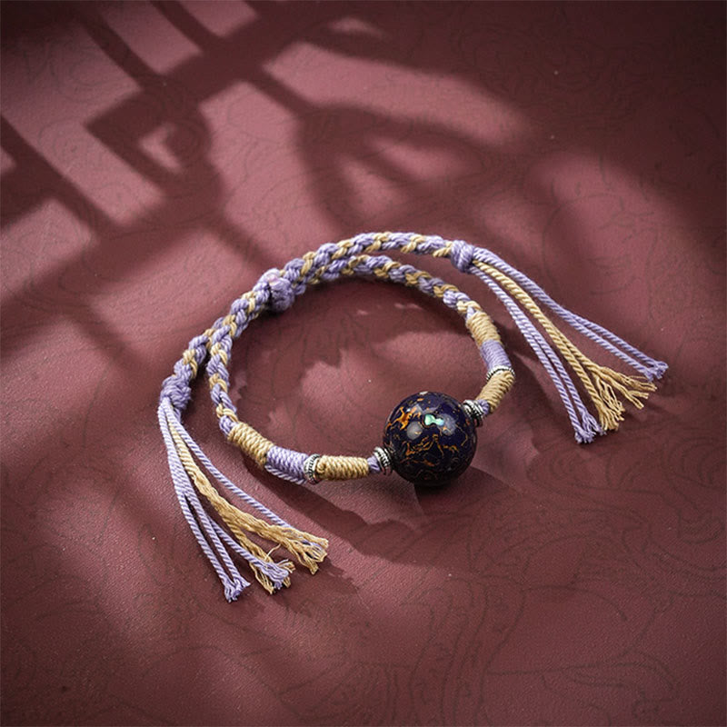 Wear FengShui Lacquer Craft Bead Multicolored Braided String Bracelet