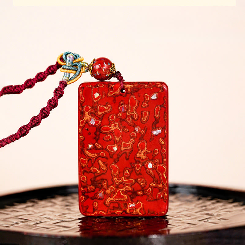 Wear FengShui Handcrafted Lacquer Craft Sandalwood Protection Pendant Necklace