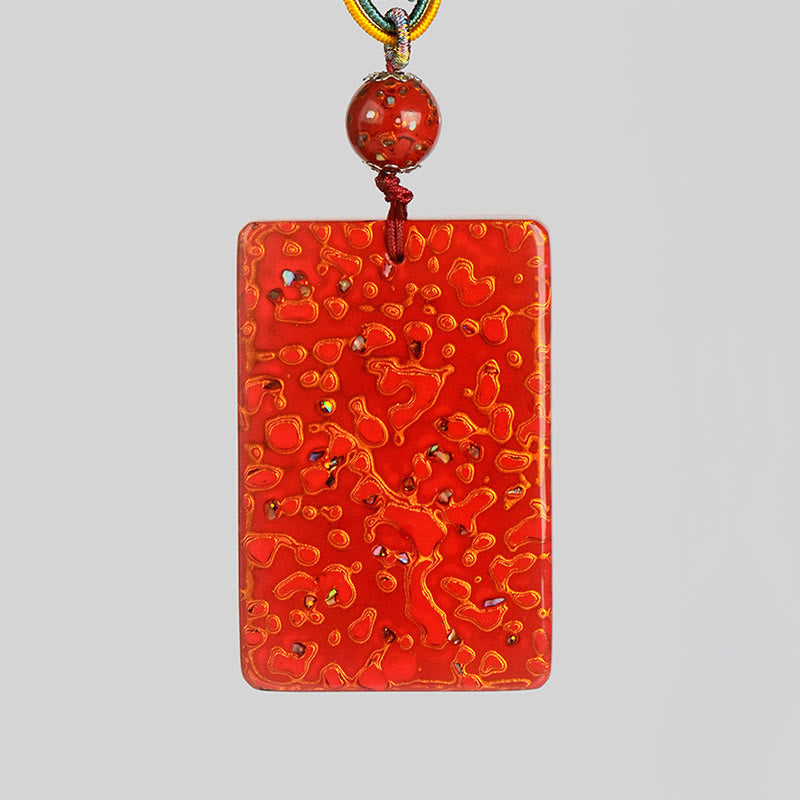 Wear FengShui Handcrafted Lacquer Craft Sandalwood Protection Pendant Necklace