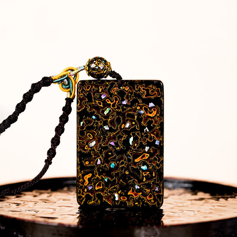 Wear FengShui Handcrafted Lacquer Craft Sandalwood Protection Pendant Necklace