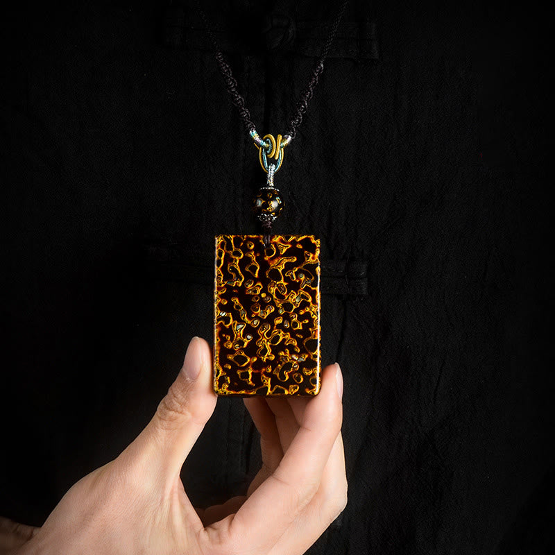 Wear FengShui Handcrafted Lacquer Craft Sandalwood Protection Pendant Necklace