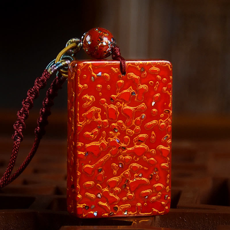 Wear FengShui Handcrafted Lacquer Craft Sandalwood Protection Pendant Necklace