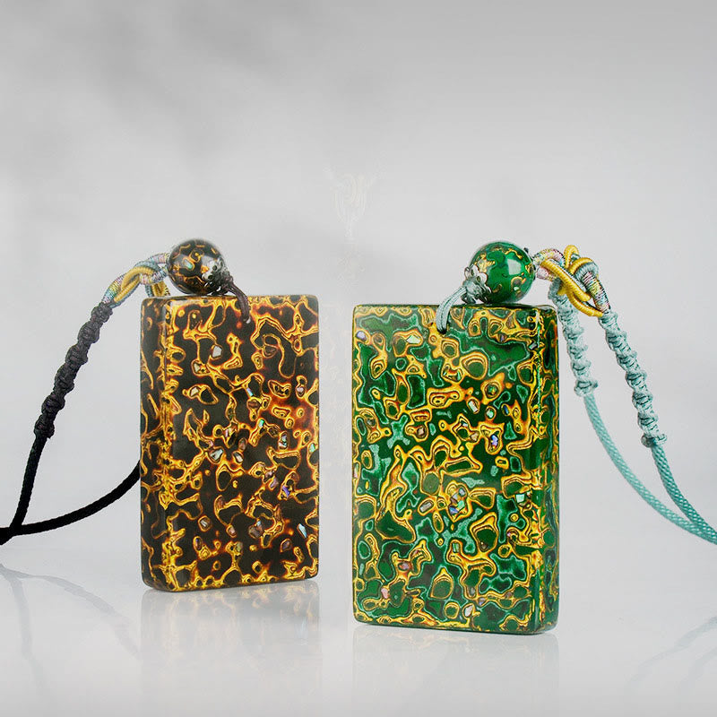 Wear FengShui Handcrafted Lacquer Craft Sandalwood Protection Pendant Necklace