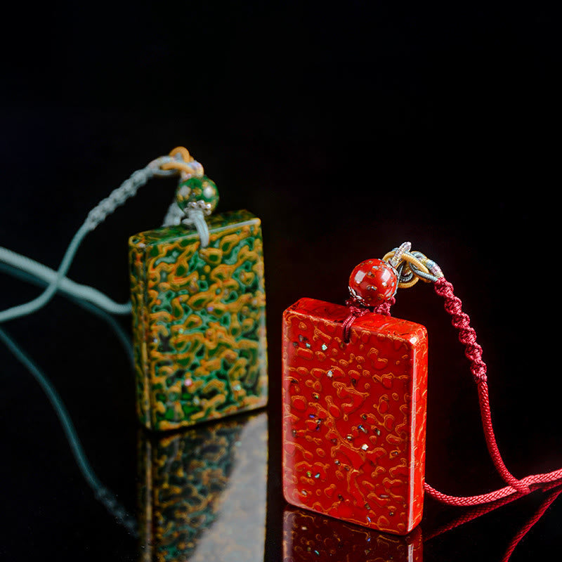 Wear FengShui Handcrafted Lacquer Craft Sandalwood Protection Pendant Necklace