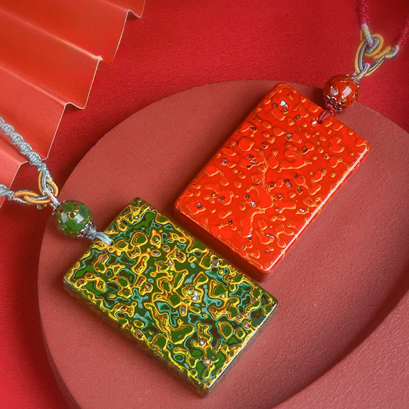 Wear FengShui Handcrafted Lacquer Craft Sandalwood Protection Pendant Necklace