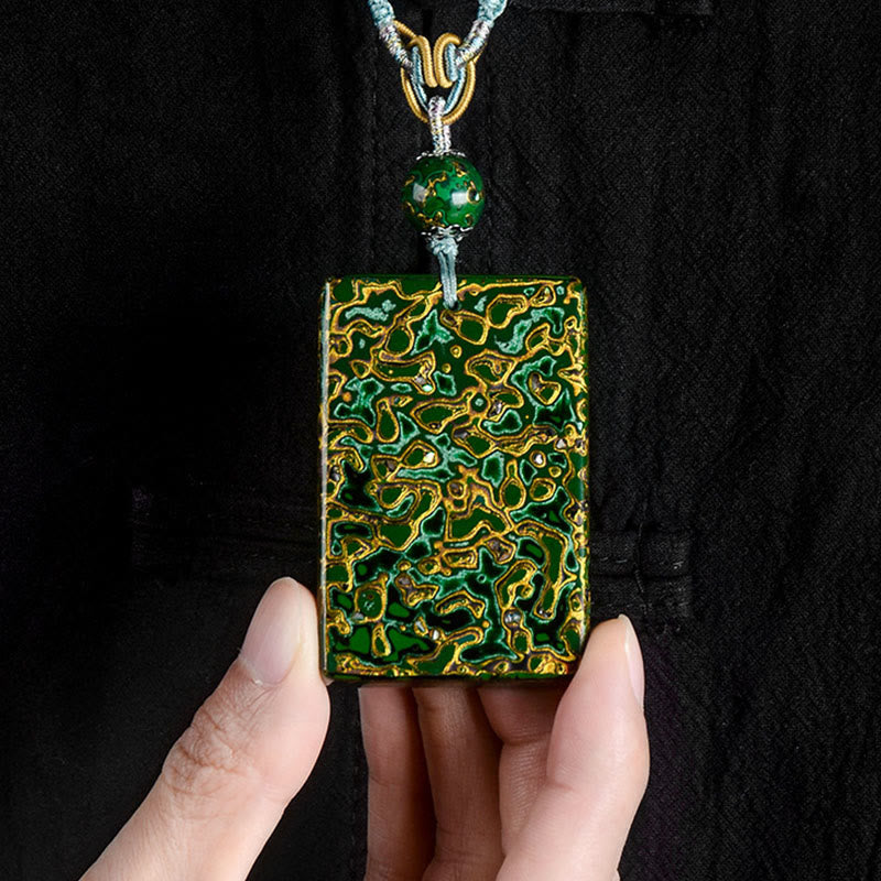 Wear FengShui Handcrafted Lacquer Craft Sandalwood Protection Pendant Necklace
