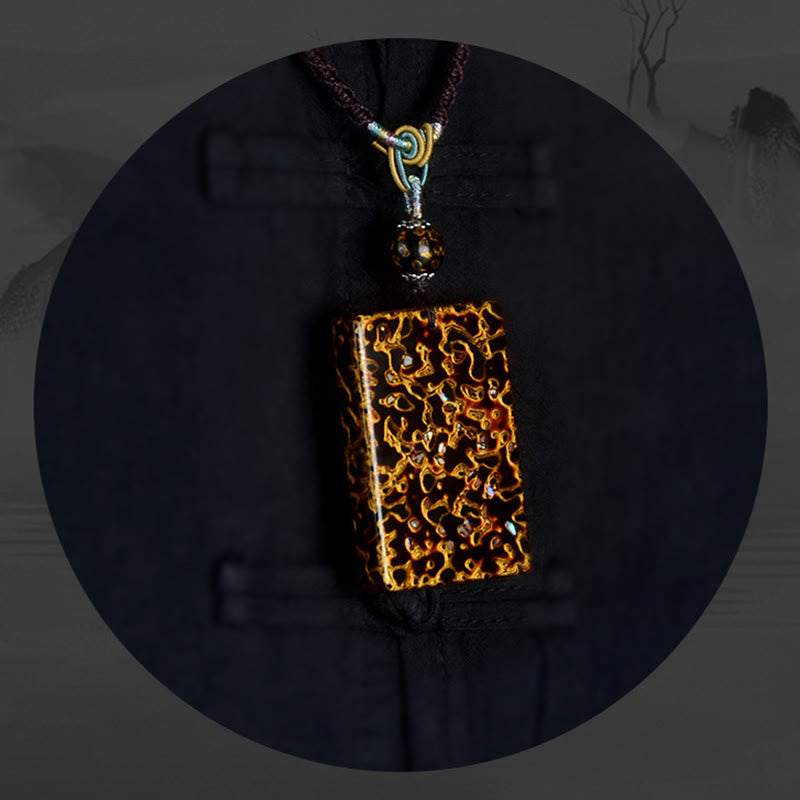 Wear FengShui Handcrafted Lacquer Craft Sandalwood Protection Pendant Necklace