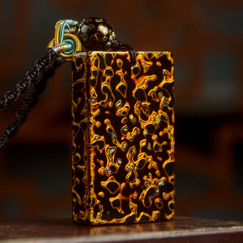 Wear FengShui Handcrafted Lacquer Craft Sandalwood Protection Pendant Necklace