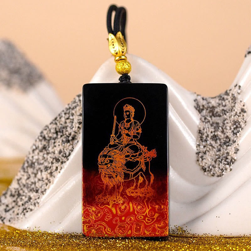 Buddha Stones Chinese Zodiac Natal Buddha Fu Character Lacquer Craft Sandalwood Pendant Necklace