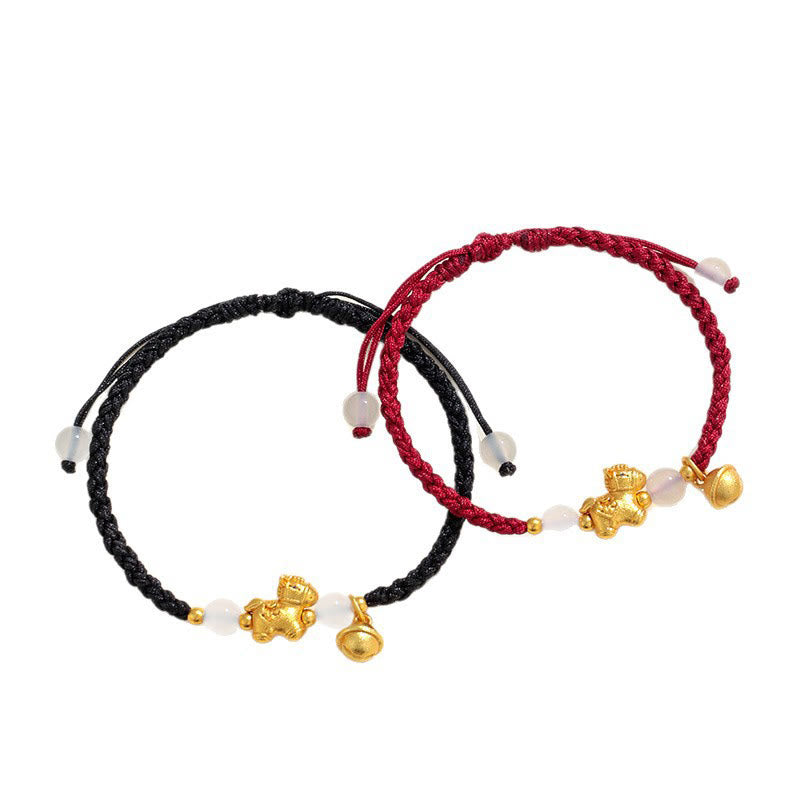 Wear FengShui Year Of The Horse Red String White Agate Connection Braided Bracelet