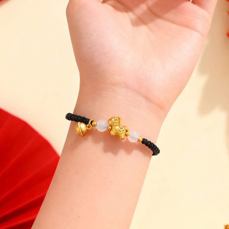 Wear FengShui Year Of The Horse Red String White Agate Connection Braided Bracelet