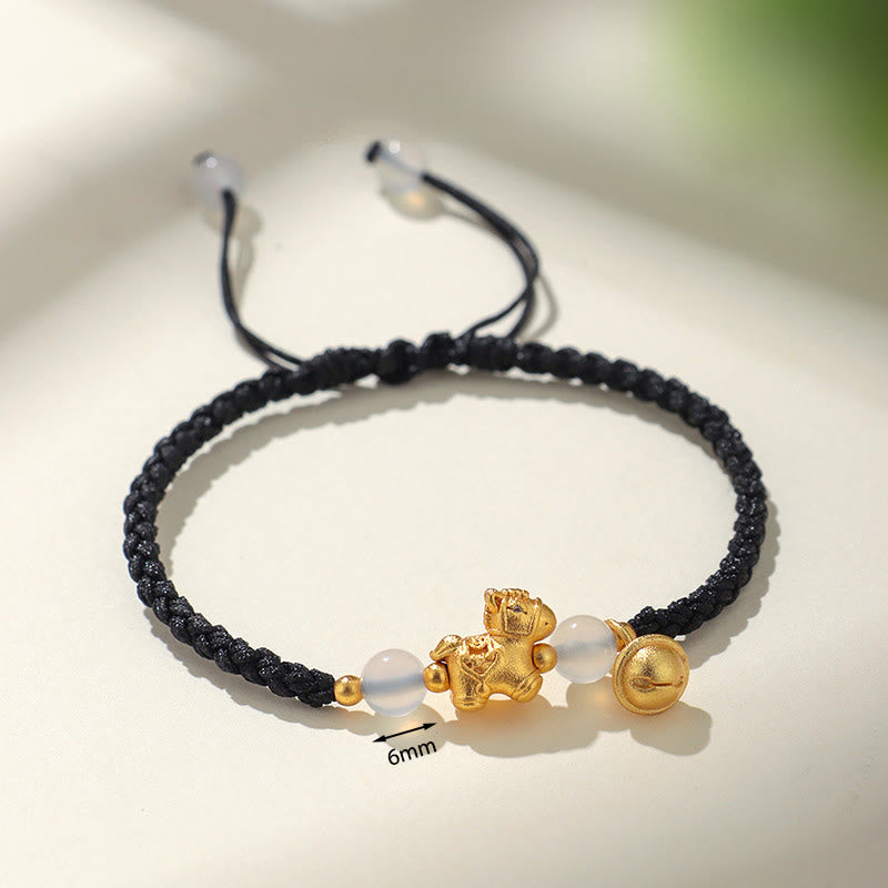 Wear FengShui Year Of The Horse Red String White Agate Connection Braided Bracelet