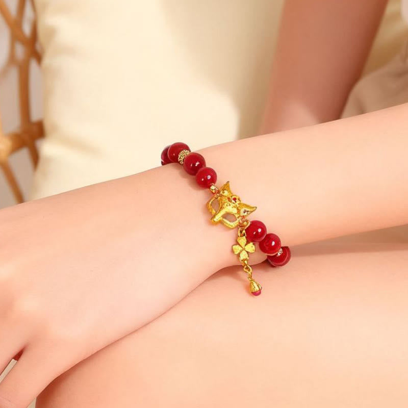 Wear FengShui Nine Tailed Fox South Red Agate Success Bracelet