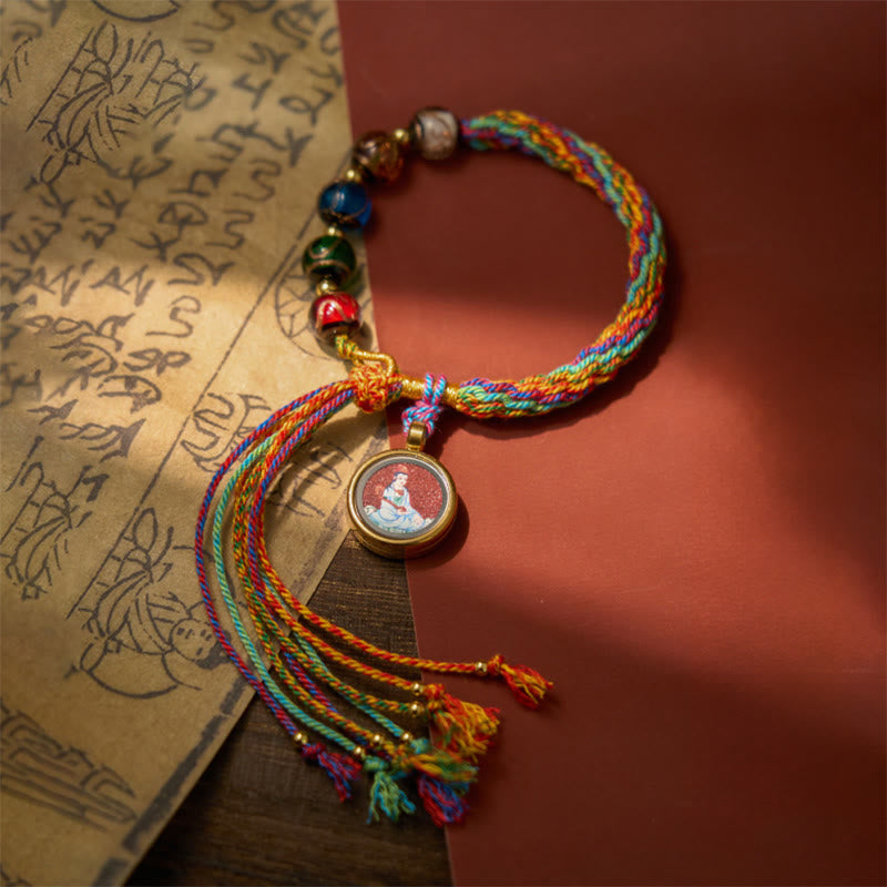 Wear FengShui Thangka Chinese Zodiac Natal Buddha Cinnabar Blessing String Bracelet