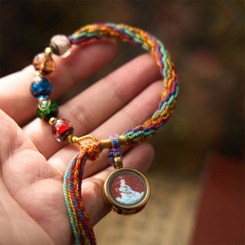 Wear FengShui Thangka Chinese Zodiac Natal Buddha Cinnabar Blessing String Bracelet