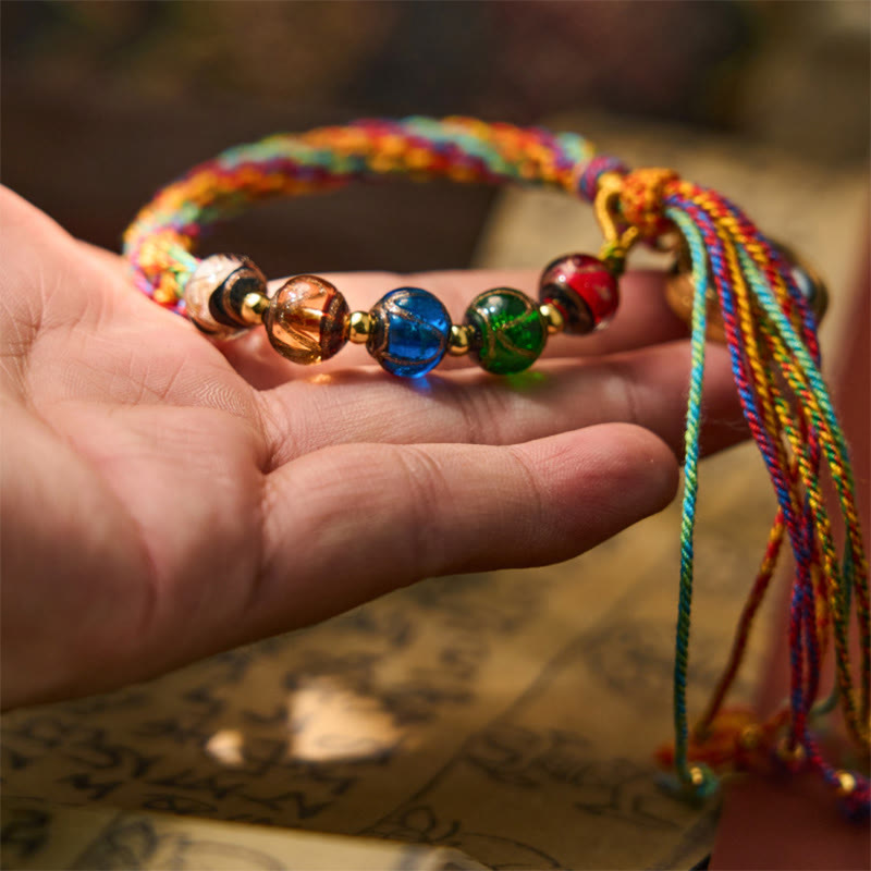 Wear FengShui Thangka Chinese Zodiac Natal Buddha Cinnabar Blessing String Bracelet