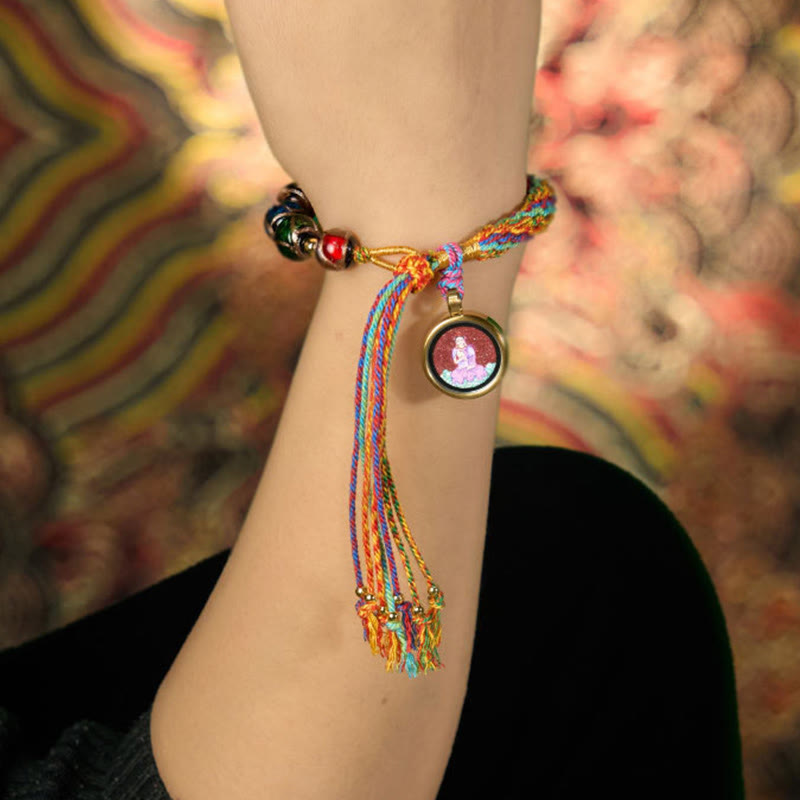 Wear FengShui Thangka Chinese Zodiac Natal Buddha Cinnabar Blessing String Bracelet