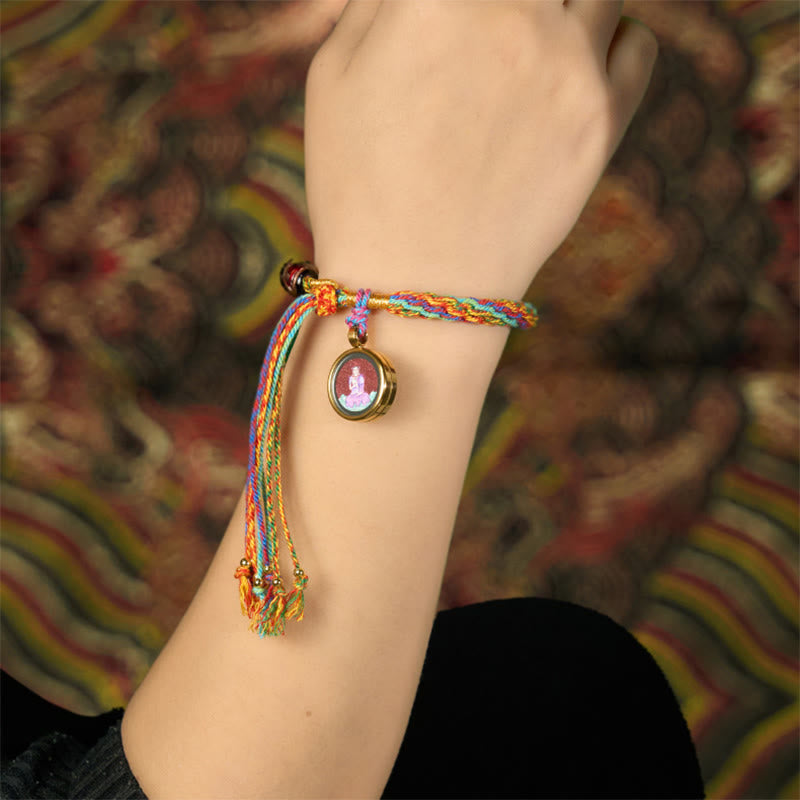 Wear FengShui Thangka Chinese Zodiac Natal Buddha Cinnabar Blessing String Bracelet