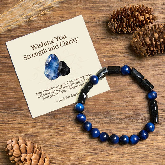 Wear FengShui "Wishing You Strength and Clarity" Blue Tiger Eye Bracelet Includes Gift Message Card