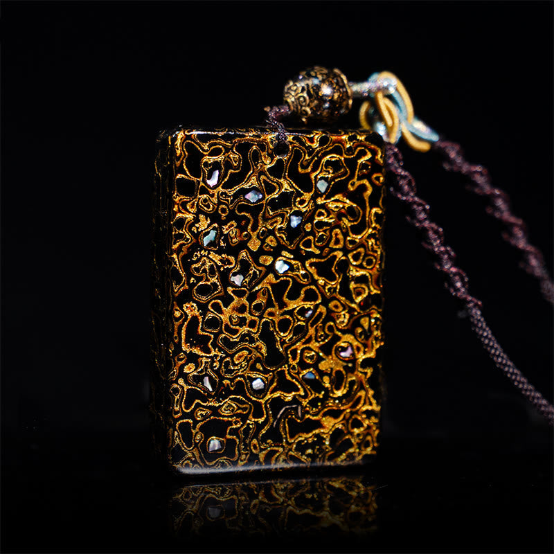 Wear FengShui Handcrafted Lacquer Craft Sandalwood Protection Pendant Necklace