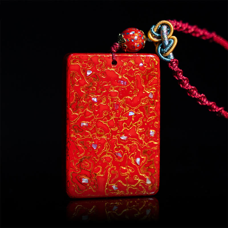Wear FengShui Handcrafted Lacquer Craft Sandalwood Protection Pendant Necklace