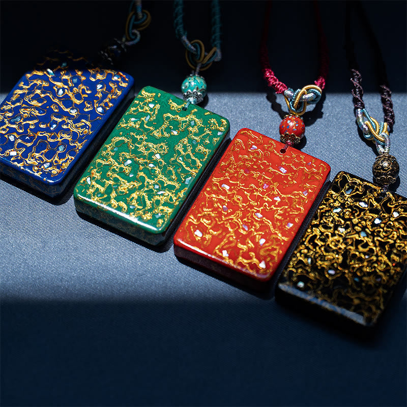 Wear FengShui Handcrafted Lacquer Craft Sandalwood Protection Pendant Necklace